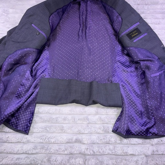 Ted Baker Blazer 40R Blue Black Check Endurance Single Breasted Suit Jacket - Picture 11 of 13